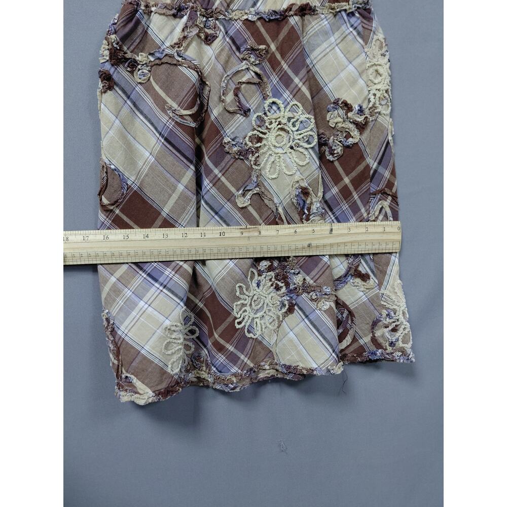 Max Studio Embroidered A-Line Knee Length Plaid Skirt Women Size XS - Picture 8 of 10